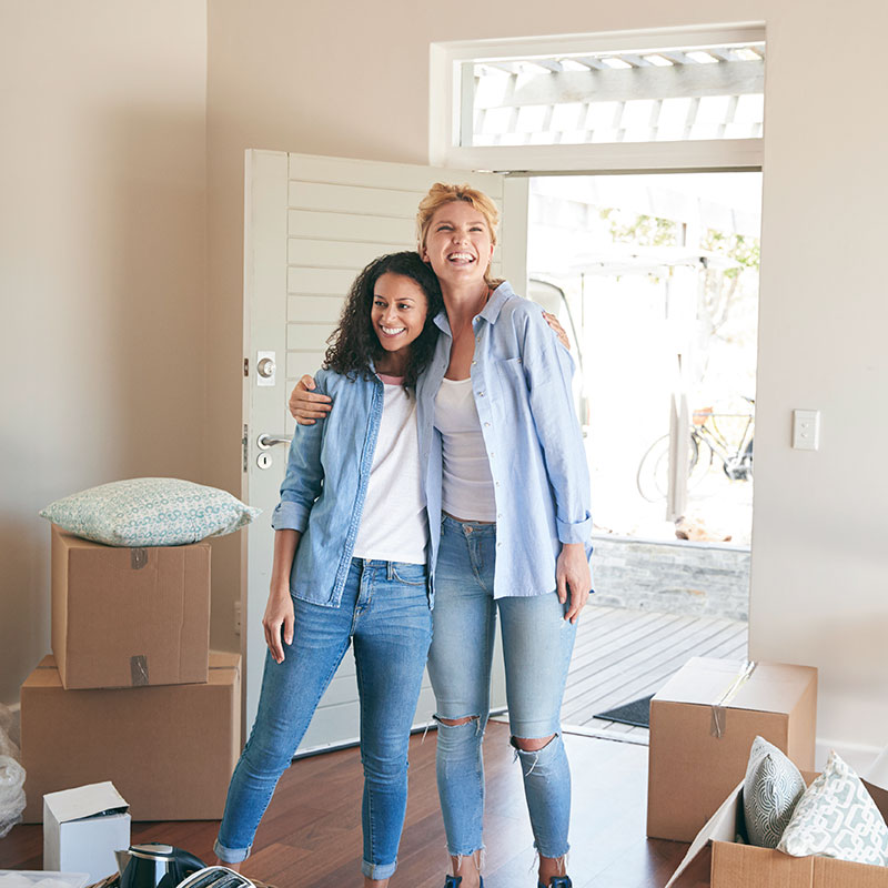 First-time homebuyers moving into house