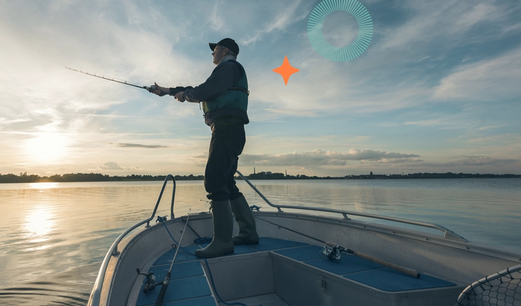 A man fishing on a boat