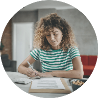 A woman doing her finances