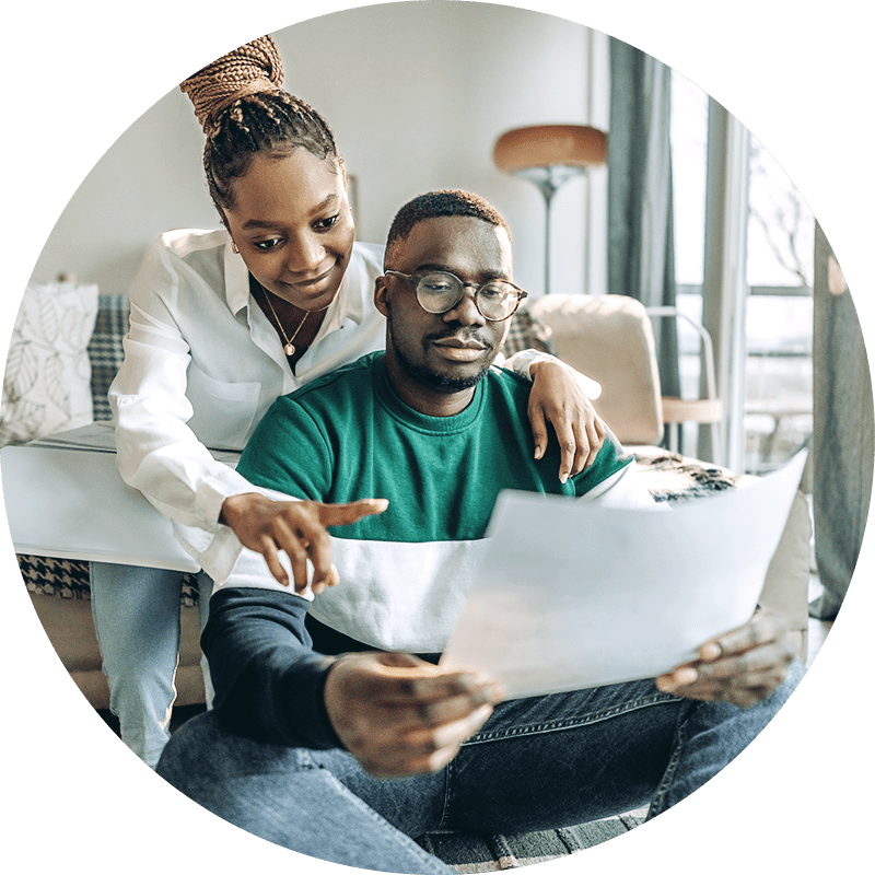 A couple paying their bills