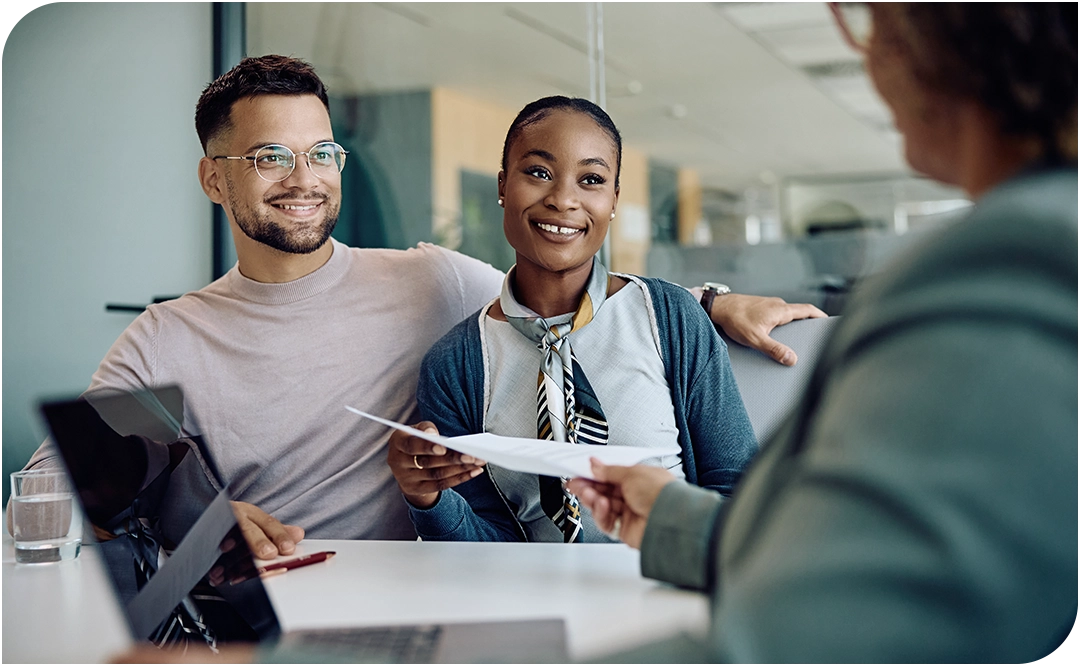 debt-review A couple working with a vantage employee