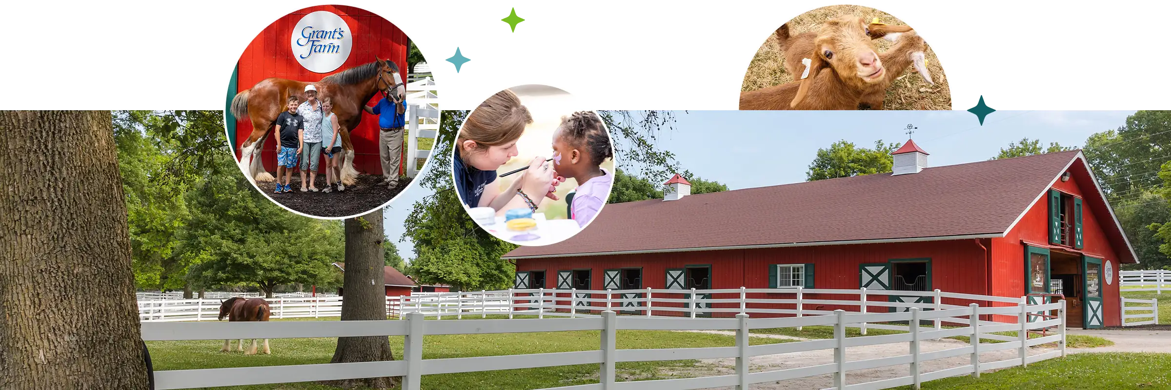 A collage of kids playing at Grants Farm