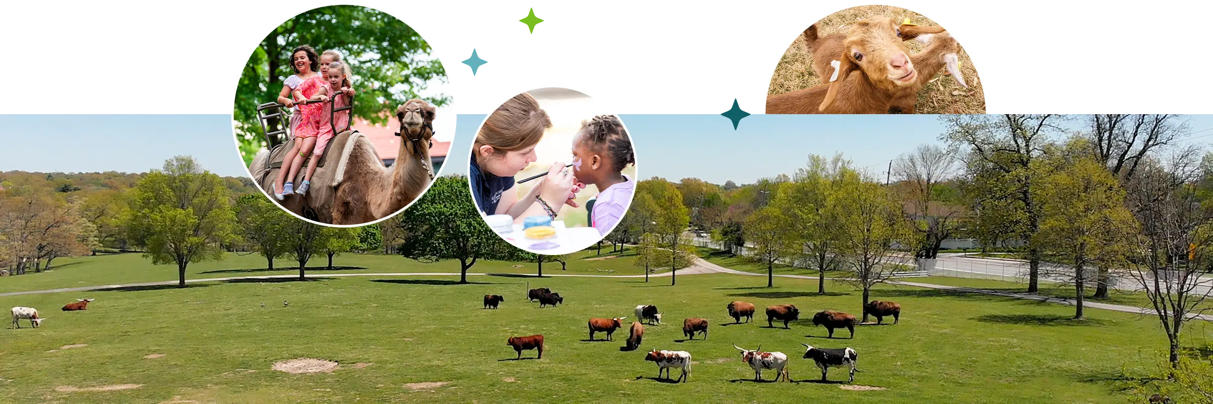 A collage of kids playing at Grants Farm